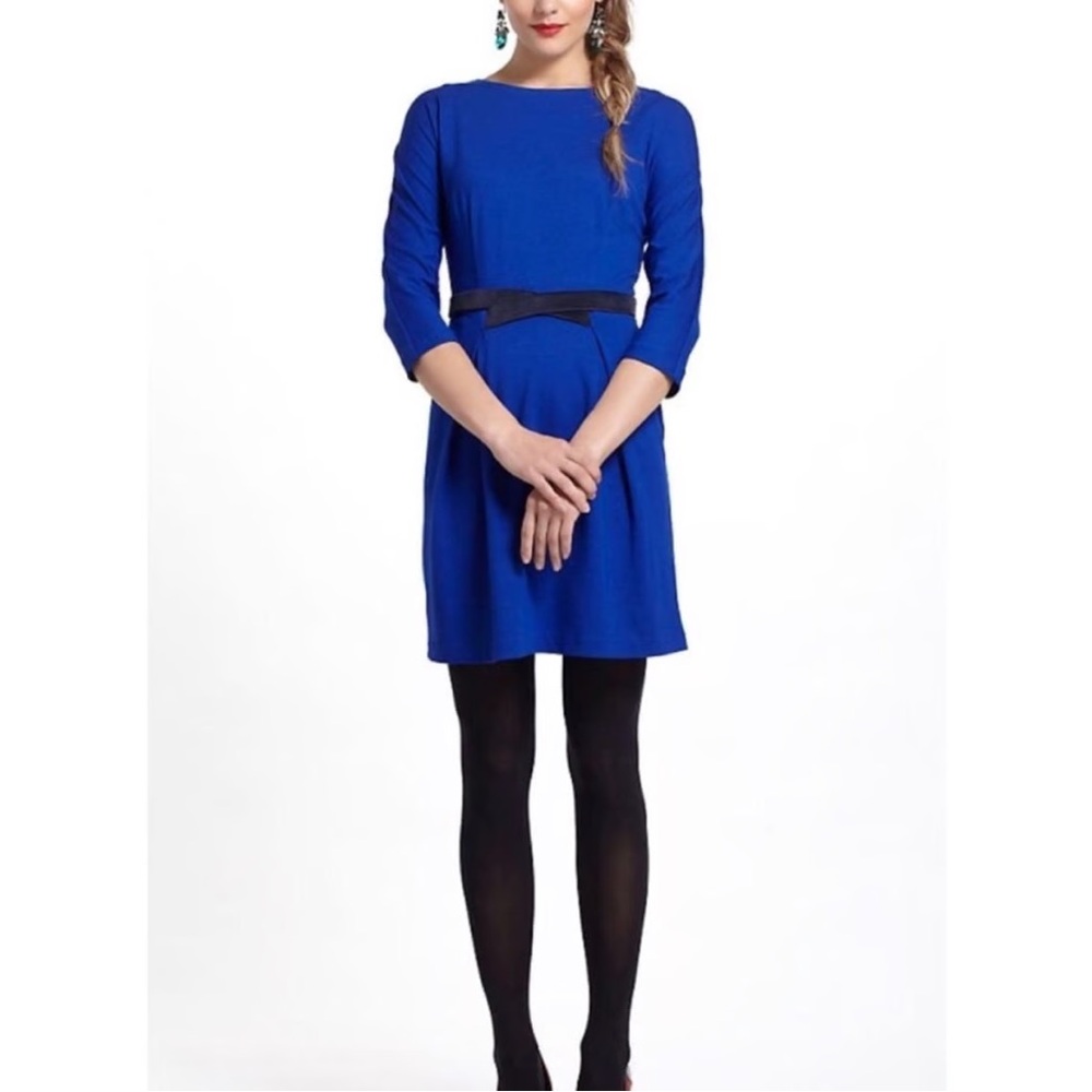 M Anthropologie Girls from Savoy Pleated Ponte Twee Mini Dress Savoy